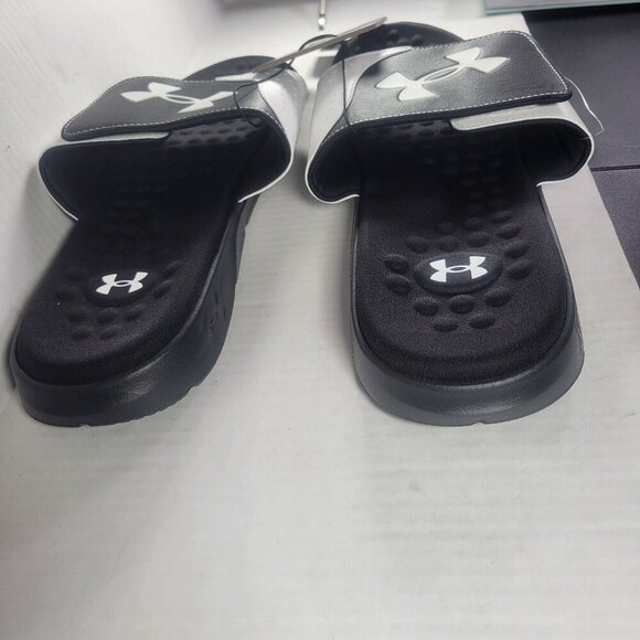 Under Armour Men Insite Pro SL Black & White Adjustable Slide Sandals Size 17 - Picture 2 of 6